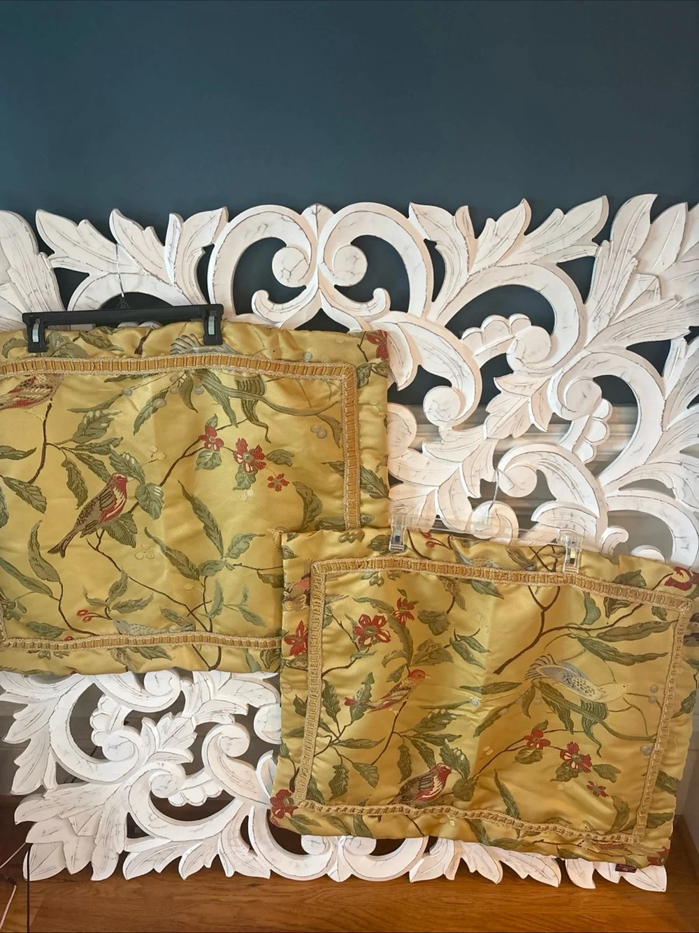 Tapestry  Biltmore Golden Floral Birds Decorative Pillow Shams